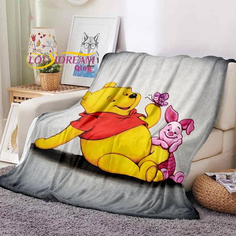 Winnie the Pooh Printed Blanket Flannel Blanket Bed Throw Soft Cartoon Printed Bedspread Bedspread Sofa Blanket
