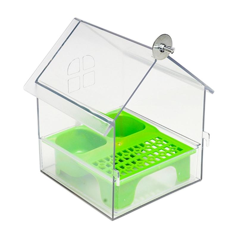 

Hanging Parrot Feeder Not Spill Detachable Bird Cage Food Container Sustainable Plastic Pet Feeding Accessory зелёный