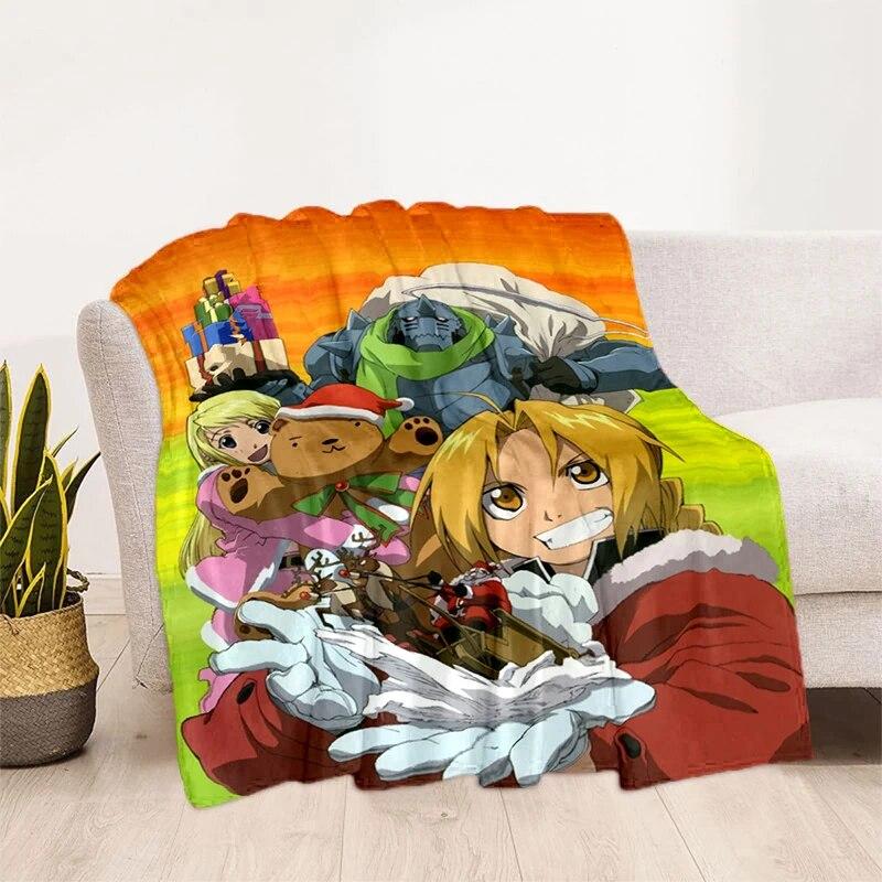 

Сталевий алхімік М’який плюшевий диван Ліжко Мультфільм Пікнік Тонкі ковдри Сучасний фланелевий чохол Gedruckt Bettdecke Geschenk 100cm x 150cm