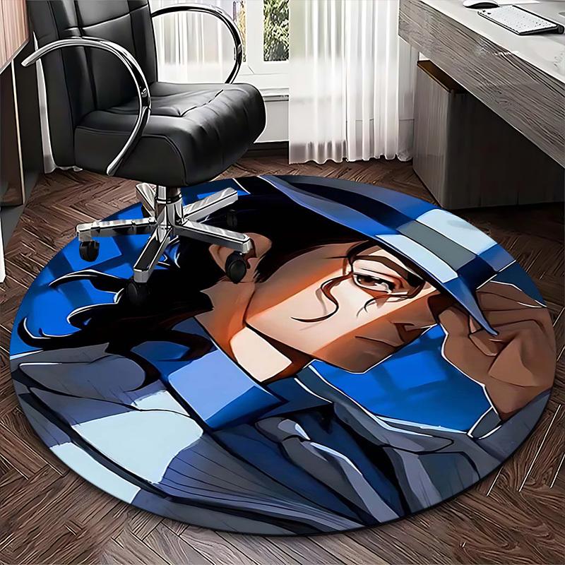 1pc Anime Design Round Carpet for Office Chair Mat, Non Slip Rug Home Decor, Living Room, Bedroom