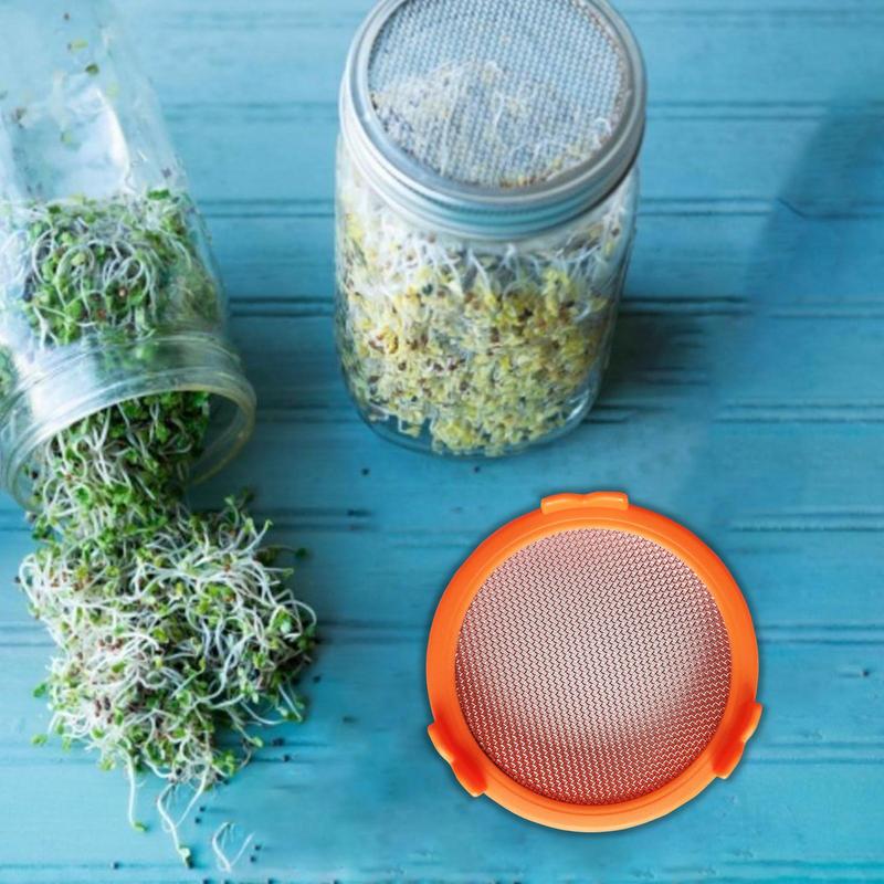 Sprouting Lid With Stainless Steel Screen Mesh Cover Wide Mouth MasonJar For Mouth MasonSprout Jars Germination Strainer