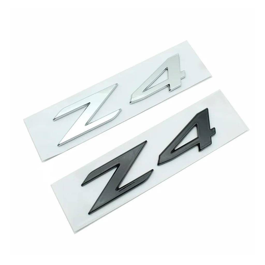 CBGFHTZE 3D ABS Adhesive Chrome Black Logo Z4 Emblem Letters Car Rear Trunk Badge