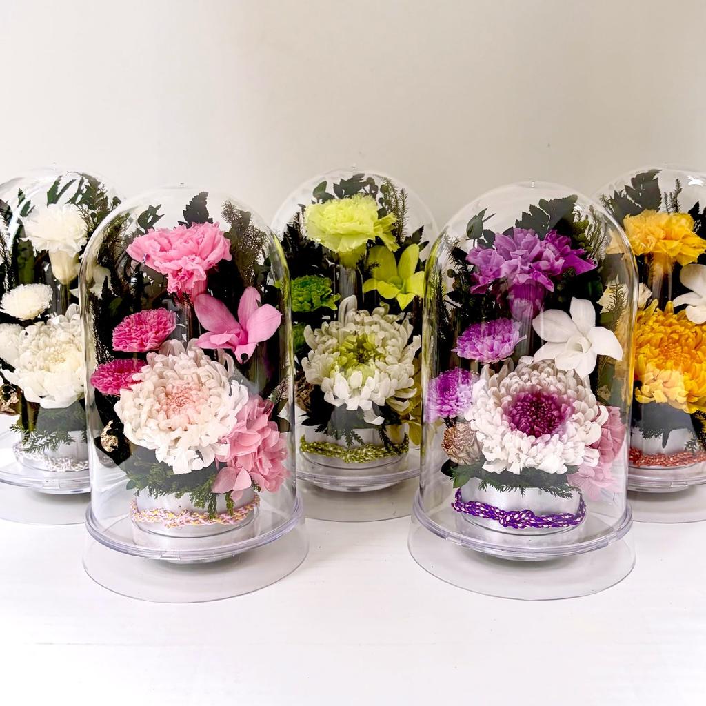 First New Offering Memorial Buddhist Memorial Preserved Flowers that never in a dome case Dome Obon, Obon, Obon, Flowers, Flowers, Obituary,