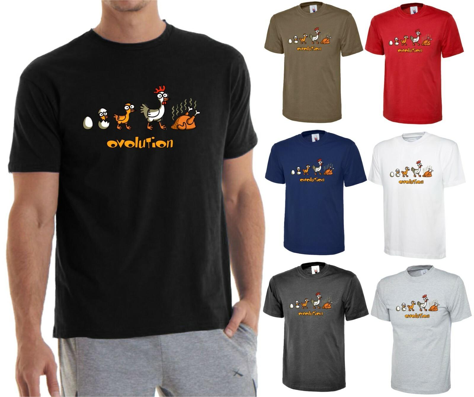

OVOLUTION Chicken FUNNY T-Shirt Mens Womens Tees Top Evolution Joke Party Xmas Christmas Gift Kids 3XL