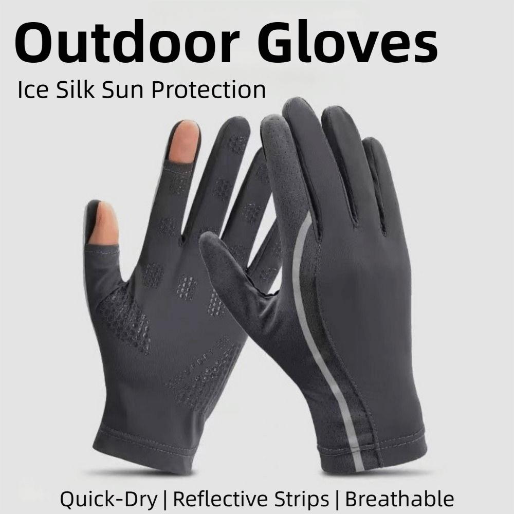 Reflective Ice Silk Riding Gloves Waterproof Summer Driving Mittens Fitness Sports