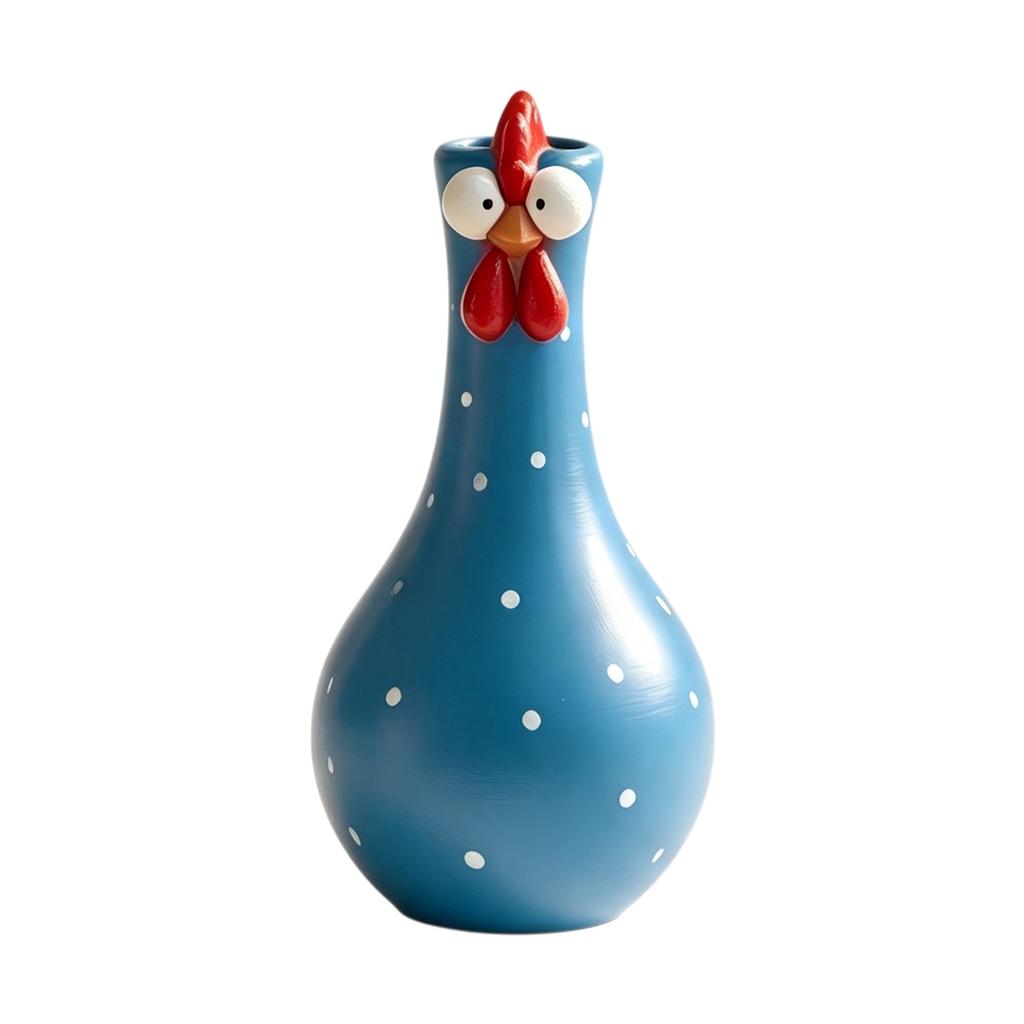 Decorative Long Neck Chicken Vase Resin Figurine Home Office Desk Sculpture Ornament