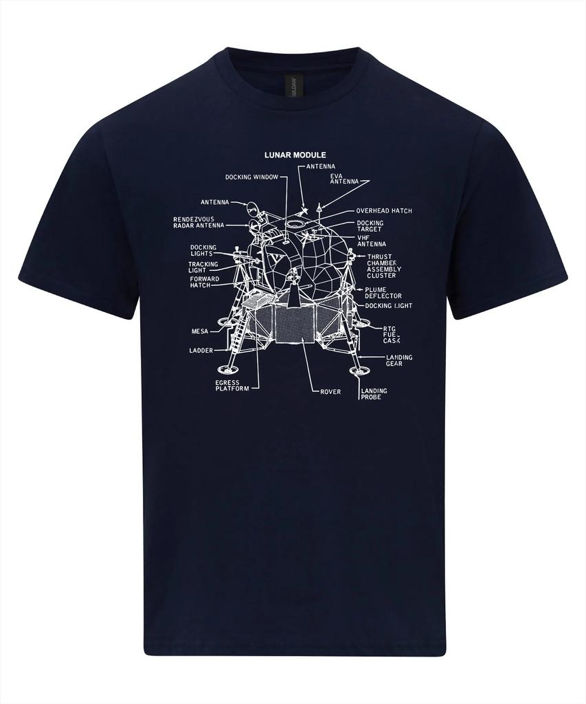 Eagle Lunar Lander T-Shirt Apollo 11 Moon Landing Tee Graphic T Shirts Retro Streetwear Crew-neck Short-sleeved Men's T-shirt