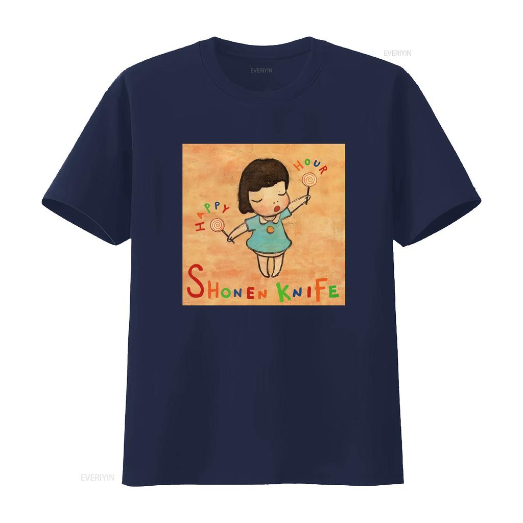 Shonen Knife Happy Hour Cartoon Girl Lollipop Print Casual Cool Classic Mens T Shirt Size S 4X vintage Washed Stylish homme