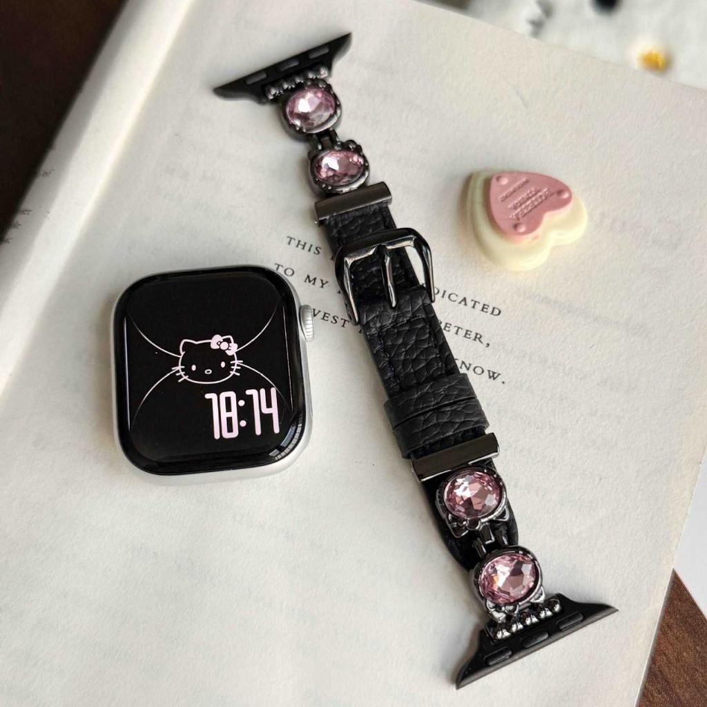KT cat diamond lychee pattern leather strap for iwatchse10 Apple Watch Xiaomi 89Pro Huawei GT543