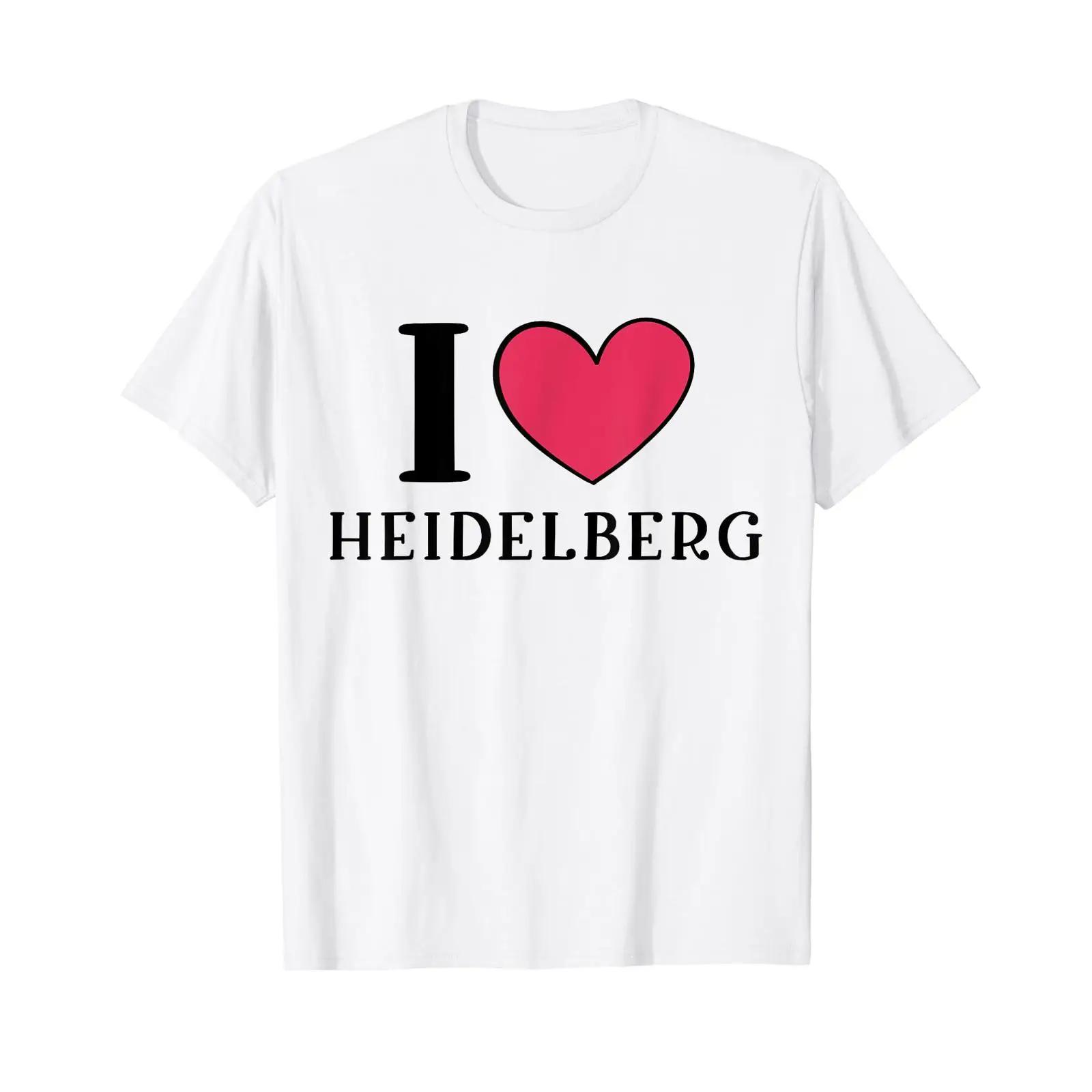 

I Love Hearts Heidelberg German City T Shirt White vintage Washed Soft Casual Stretched Slightly graphic Unisex fashion 5XL різнокольоровий