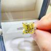 Yellow Moissanite Micro-Pavé Square Ring - Stylish Women's European American Cross-Border Bestseller