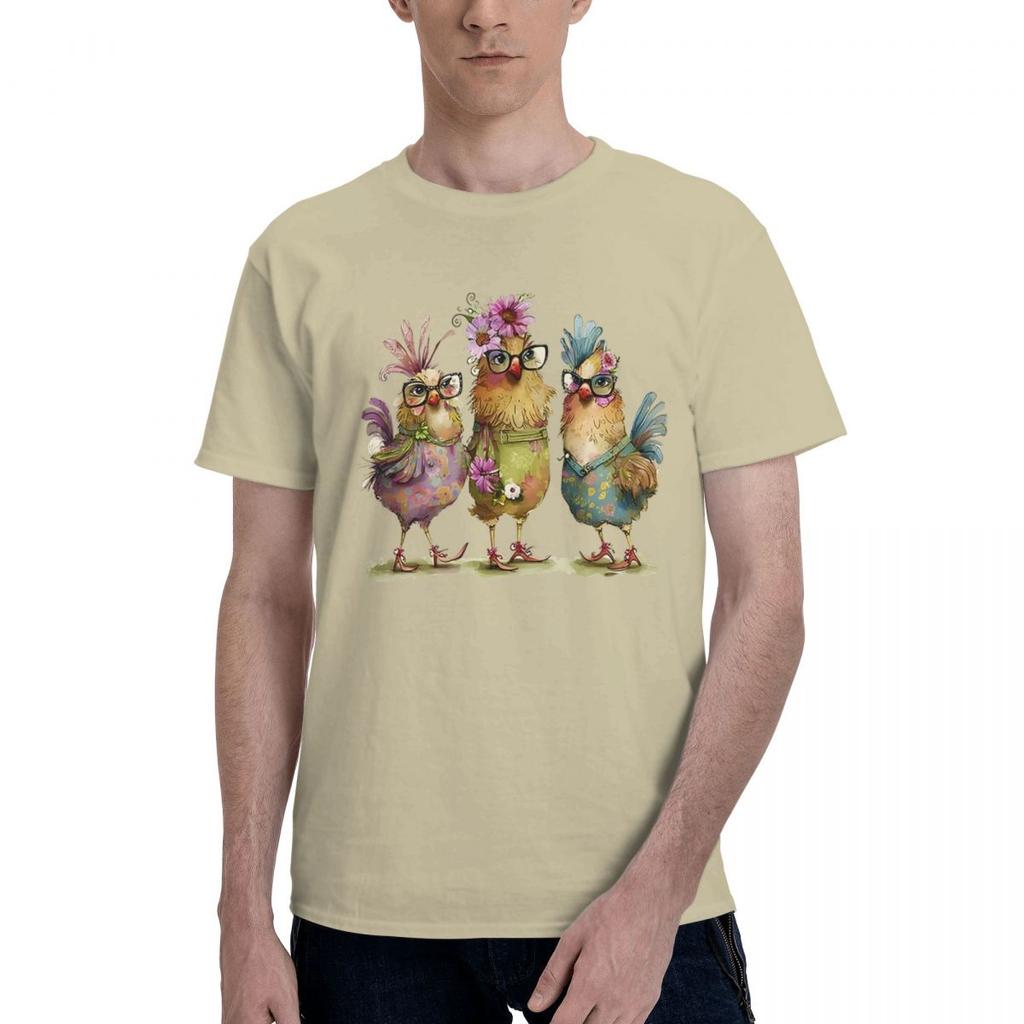 Chicken Print 100 Cotton Casual Breathable Confortable Clothes Funny TShirt For Men Funny Shirt