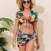 2026 European & American Sexy Print Women's Four-Piece Bikini Set Swimwear
