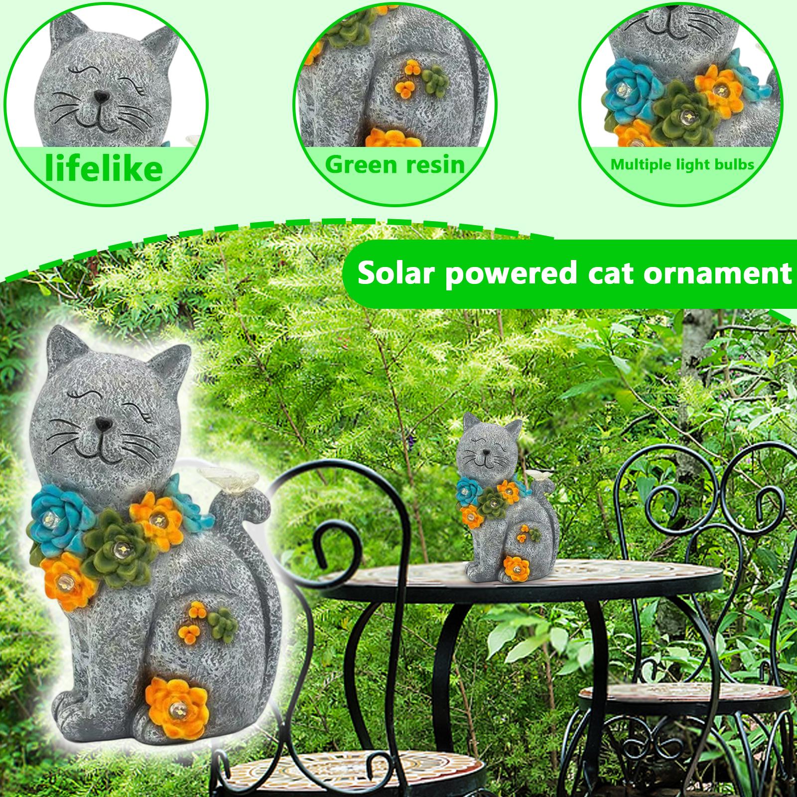 

Solar Cat Ornaments, Animal Luminous Ornaments, Villa Resin Garden Ornaments One Size
