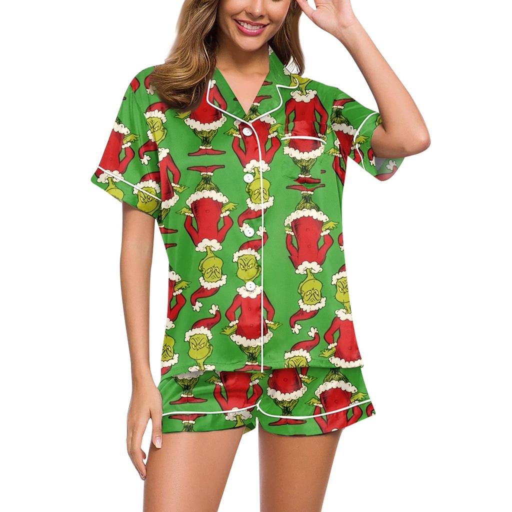 Women's Soft Two-piece Printed Pajama Set Short Sleeved Shorts Set Casual Clothing Set Pajamas