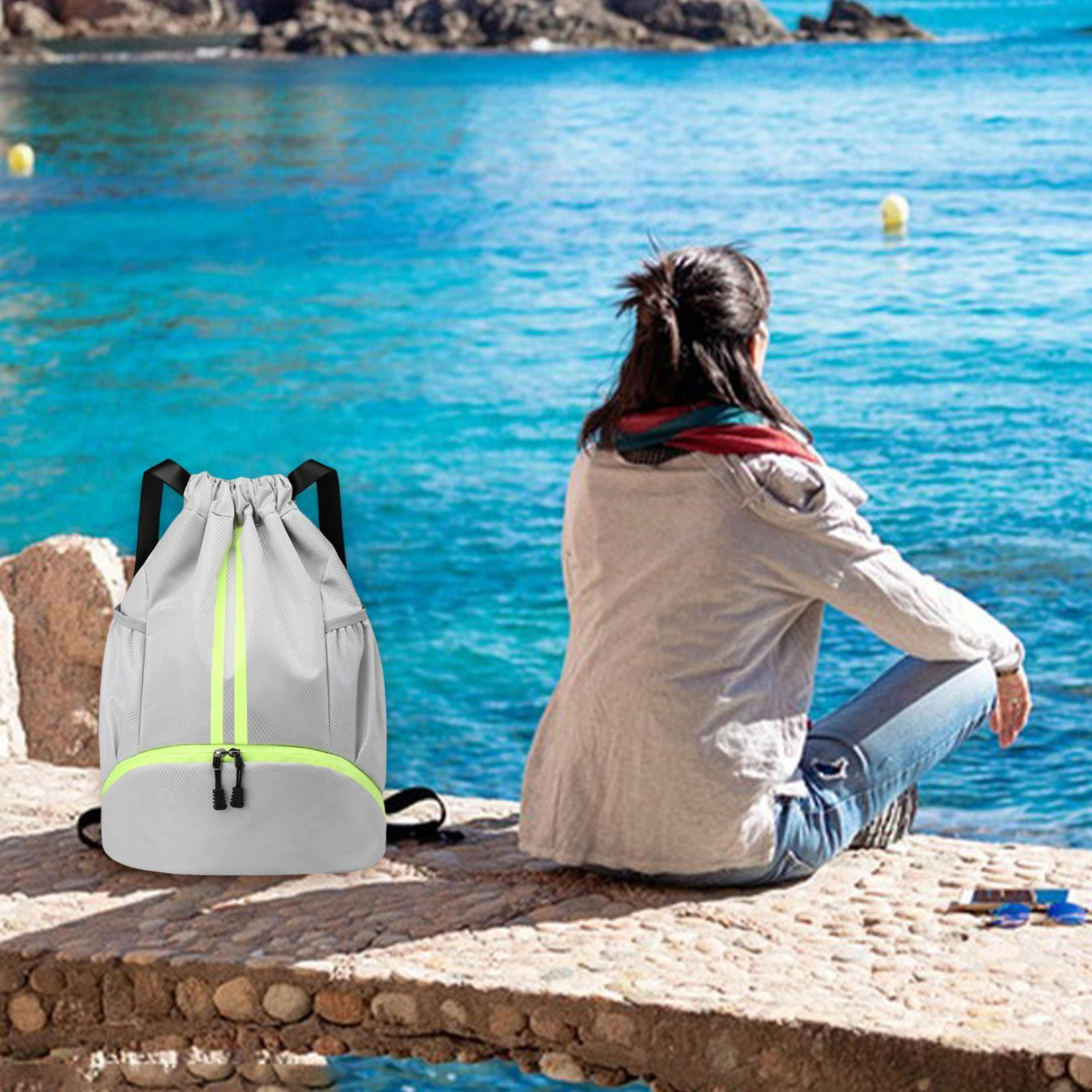 

Рюкзак на шнурку, фітнес-сумка, портативна, з розділенням для сухого та вологого, розділений рюкзак для плавання, спортзалу, повсякденний сірий колір