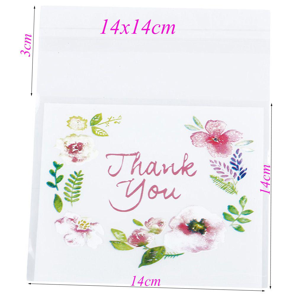 100pcs   4 Sizes New Plastic Wedding Favors Cookie Package Thank You Candy Bag Self-Adhesive