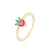 Vibrant Fruit Zircon Adjustable Open Ring - European & American Fashion Jewelry
