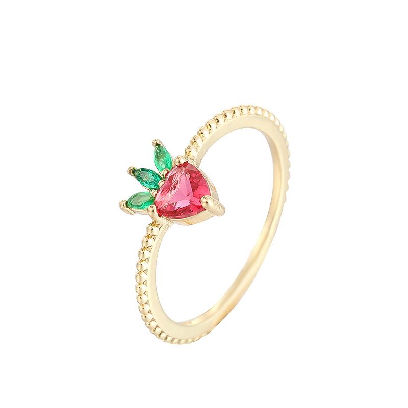 Vibrant Fruit Zircon Adjustable Open Ring - European & American Fashion Jewelry