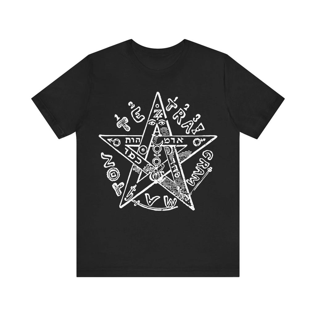 Tetragrammaton Eliphas Levi T-shirt Ockult Skjorta Hermetisk Magi Tee Svart Magi T-shirt Läskig