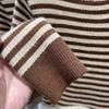 Sweater for Women Autumn Winter Thickened Warm Knitted Stripes Stretchy Long Sleeve Tops
