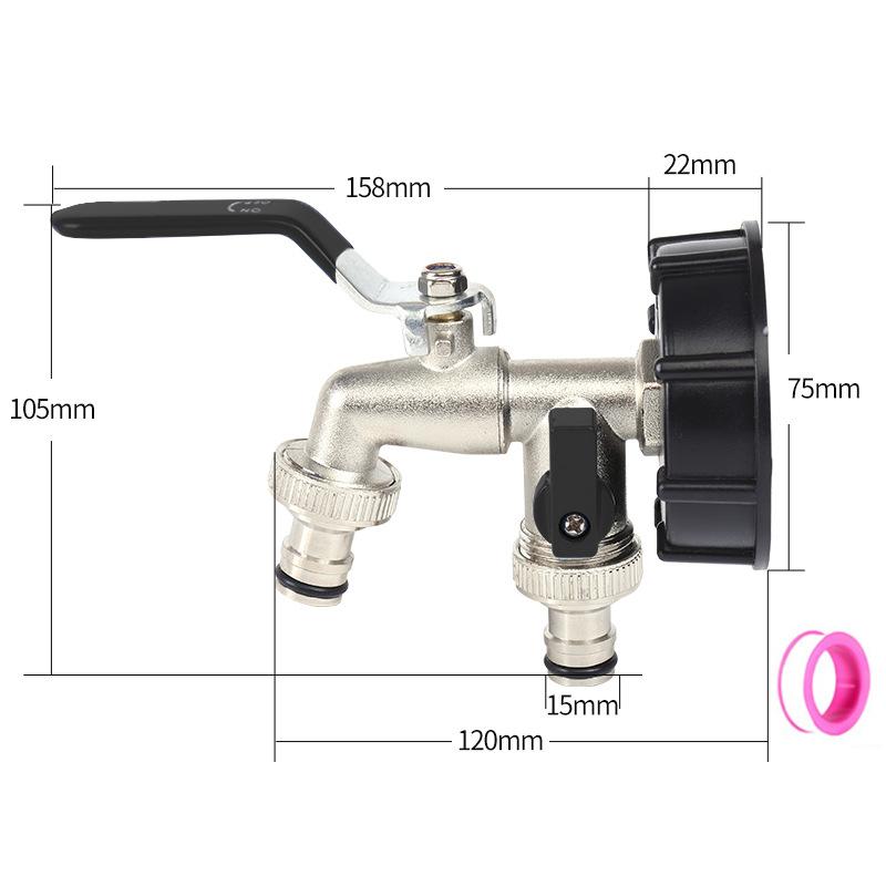 1pc Country Style Double Socket Garden Water Pipe Faucet 304 Stainless Steel Single Hole Mount Universal Thread Outdoor Faucet