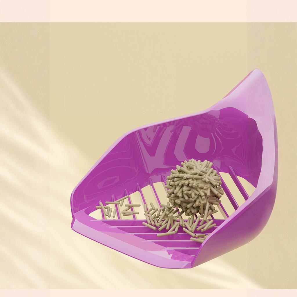 Color-Block Litter Scoop with Base Set, Wall-Hanging Pet Cleaning Tool