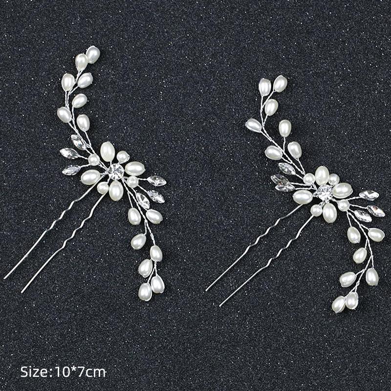 Fashion Crystal Pearl Rhinestone Hairpins Stick Hair Clip For Women Bridal Hair Accessories Party Wedding Hair Clips Jewelry
