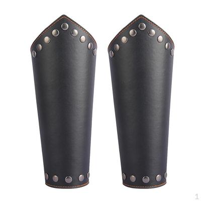 2 Stück Lederstulpe Unisex Armschutz Mittelalterliche Kostümrequisiten Schwarz