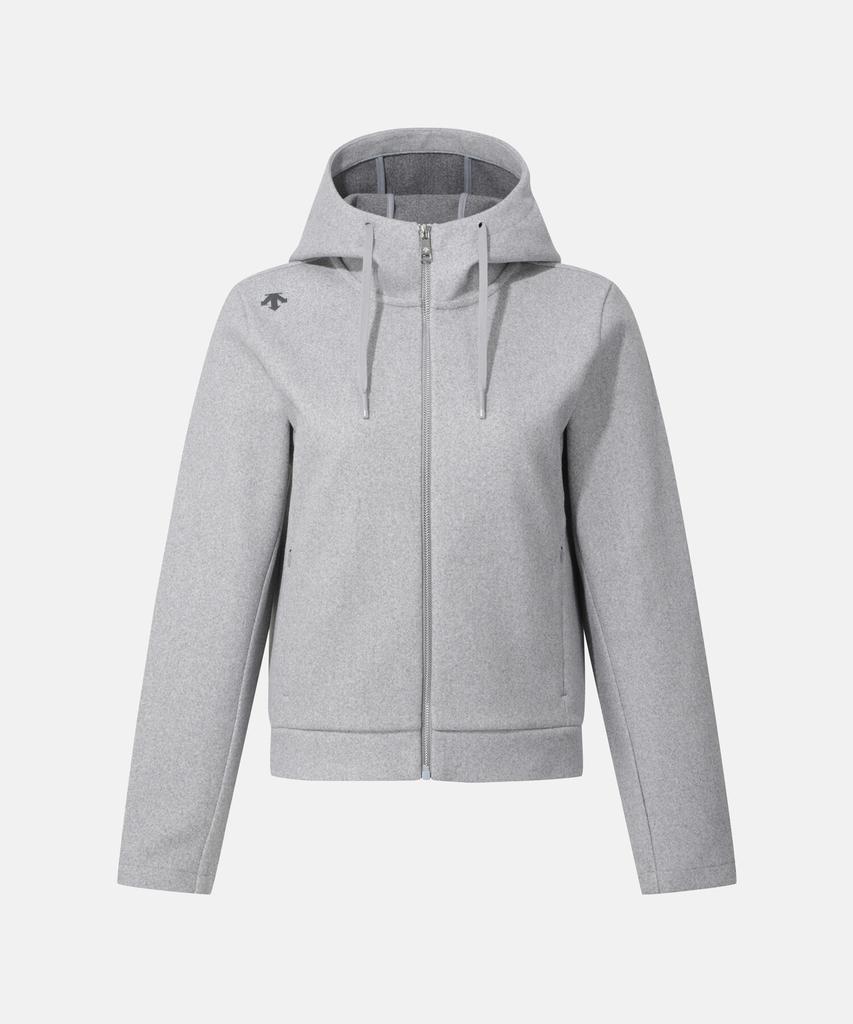 Descente Women'S Wool-Like Training Hooded Zip-Up Jacket Melange Grey Sr122Pft11