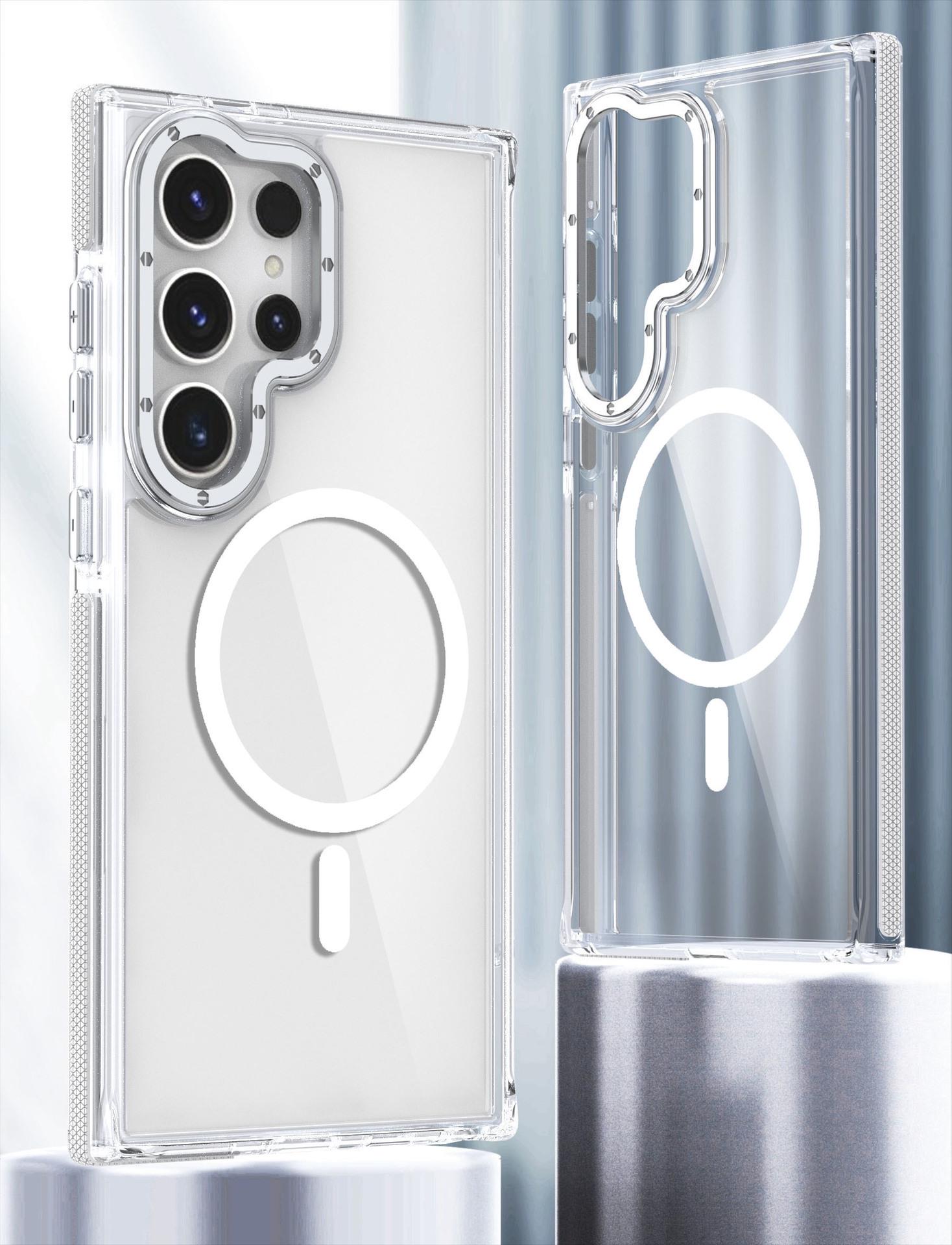 Двухцветный магнитный противоударный чехол для телефона Samsung S24Ultra/S23 Plus S24 Ultra белый