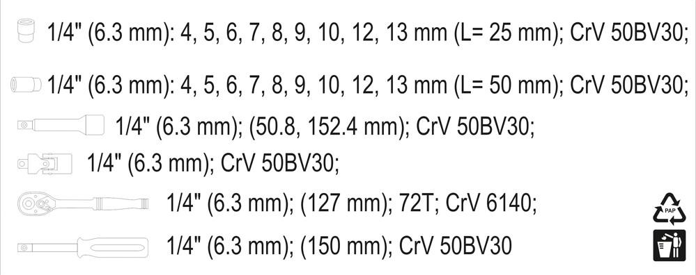 WERKZEUGSATZ 23 TEILE 1/4 - YT-14421