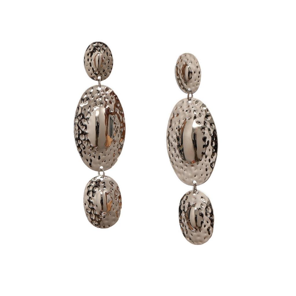 Medieval round flower fringed earrings European and American retro metal stud earrings temperament light luxury earrings women