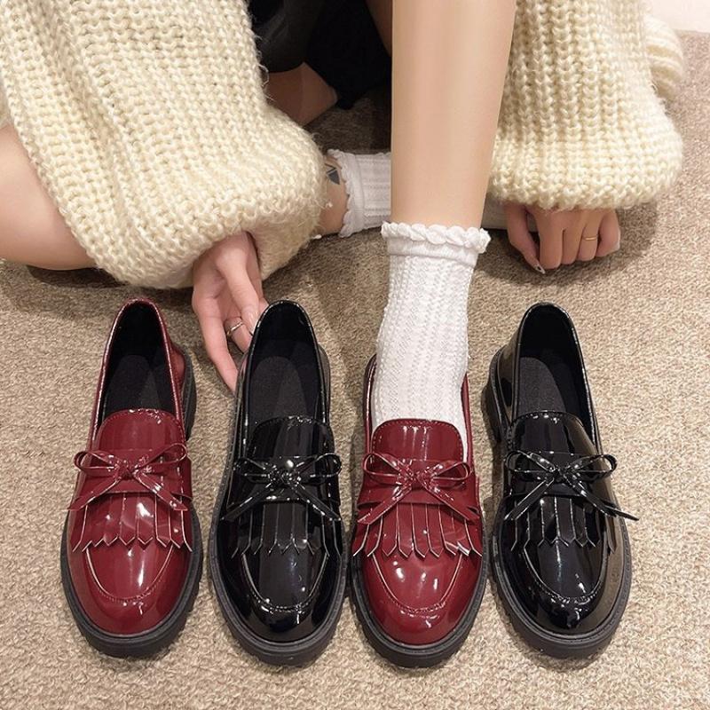 Women's Large Size Loafers 2025 New Spring and Autumn French Style Small Leather Shoes British Style Flat Shoes Women's Shoes
