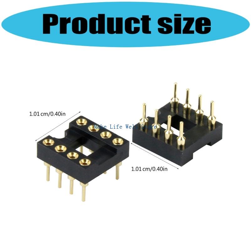 High Performances DIP8 IC Test Socket With Gold-Plated Round Hole 8pin Ic Socket For LM358, TL072 8pin Chip Components