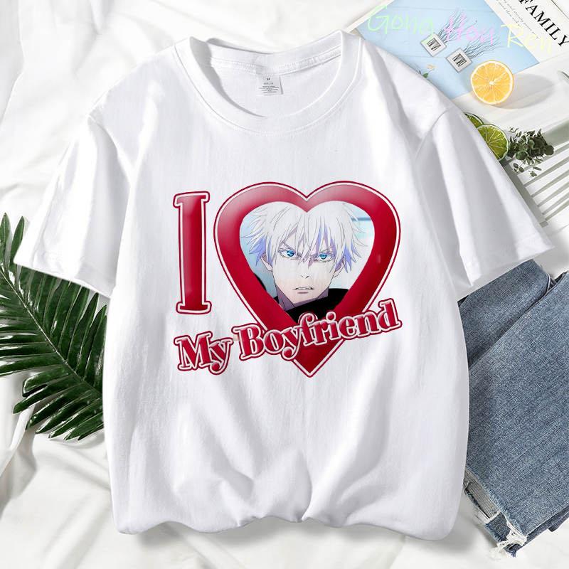 Japonské tričko Manga Jujutsu Kaisen Top Dámské Anime Gojo Satoru Tričko s potiskem Funny Gojo Cat Grafika Tričko Kawaii Neformální topy