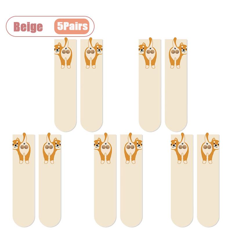 Whimsical 3D Dog Egg Sock Abstract Puppy Pattern Breathable Comfortable Unisex Crew Length for Casual Wear Party Gift All Season