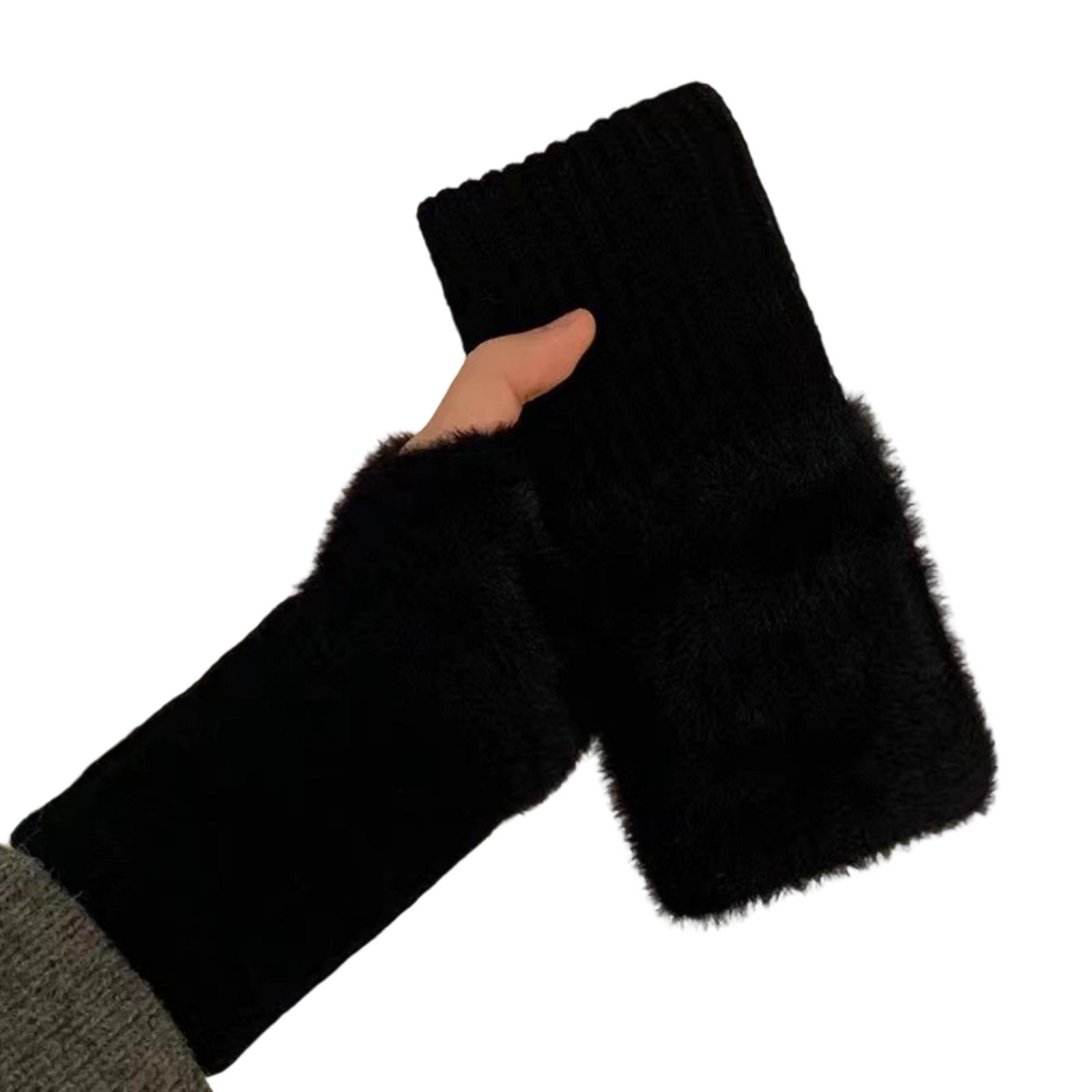 

Women s Winter Fingerless Golves, Arm Warmth Fingerless Sleeves One Size чёрный