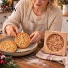 DIY Holiday Biscuit Cutters Woodland Animal Cookie Mold, Durable Wooden with 3D Relief Rustic Party Favors Patterns Cutter, Handmade Decorative Stamps