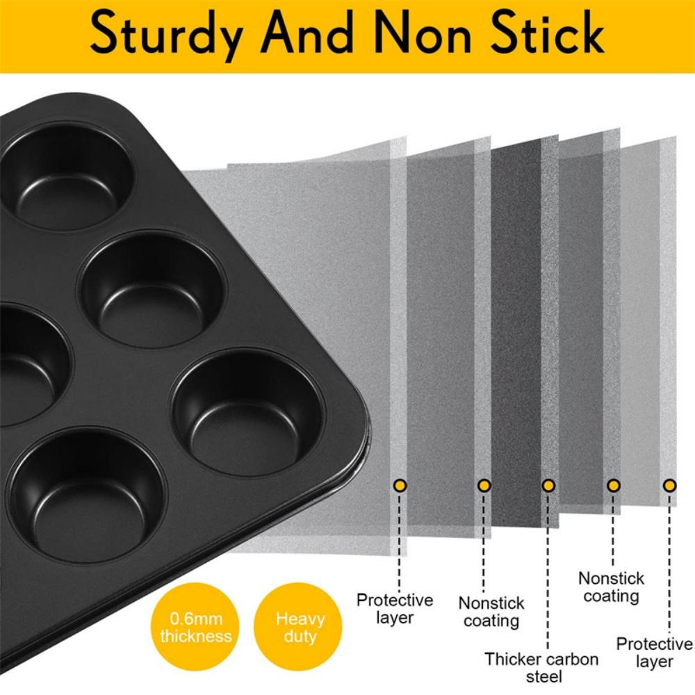 1 Packung Muffinform 6/12 Mulden Quadratische Cupcake-Form Muffinform Cupcake-Form Muffinform Kohlenstoffstahl Backform Antihaft Backgeschirr