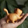 Wooden Carved Proud Kitten Figurine