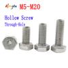 304 Stainless Steel Through Hole Hollow Screw M4 M6 M8 M10 M12 M14 M16 M20 Outer Hexagonal Bolt Mask Machine Thread Fastener