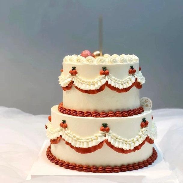 Doppelschichtiges Simuliertes Geburtstagskuchenmodell Dekoration Fälschung Obstkuchen Muster Schmuckstücke Bankett Party Auslage Fotografie Requisiten