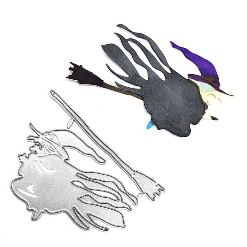 Halloween Witch Broom Metal Cutting Dies Stencil Scrapbooking DIY Album Stamp Paper Card Mold Embossing Decoration Craft