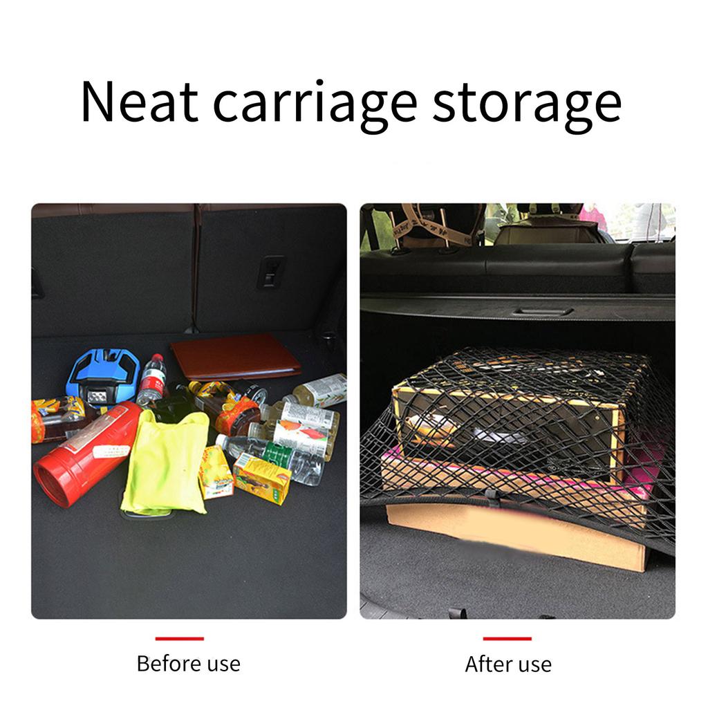 Auto Rear Trunk Stretchable Cargo Net Organizer Mesh Multiple Purpose Storage Luggage Net with Hook for Vehicles Pickup
