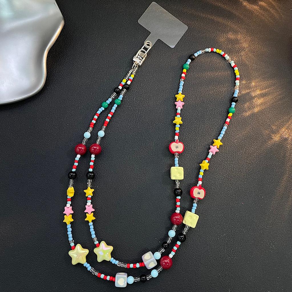 Handmade Bead Children's Fun Mobile Phone Diagonal Cross Chain Star Hanging Rope Ccd Camera Pendant