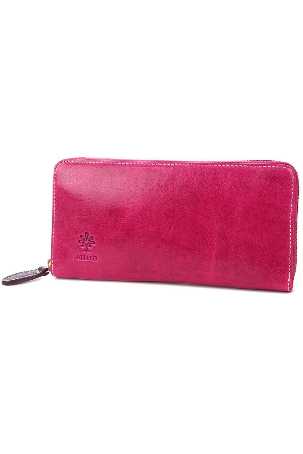 

ALBERO Long Wallet with Round Women s Zipper, Pink, AL-6409-30