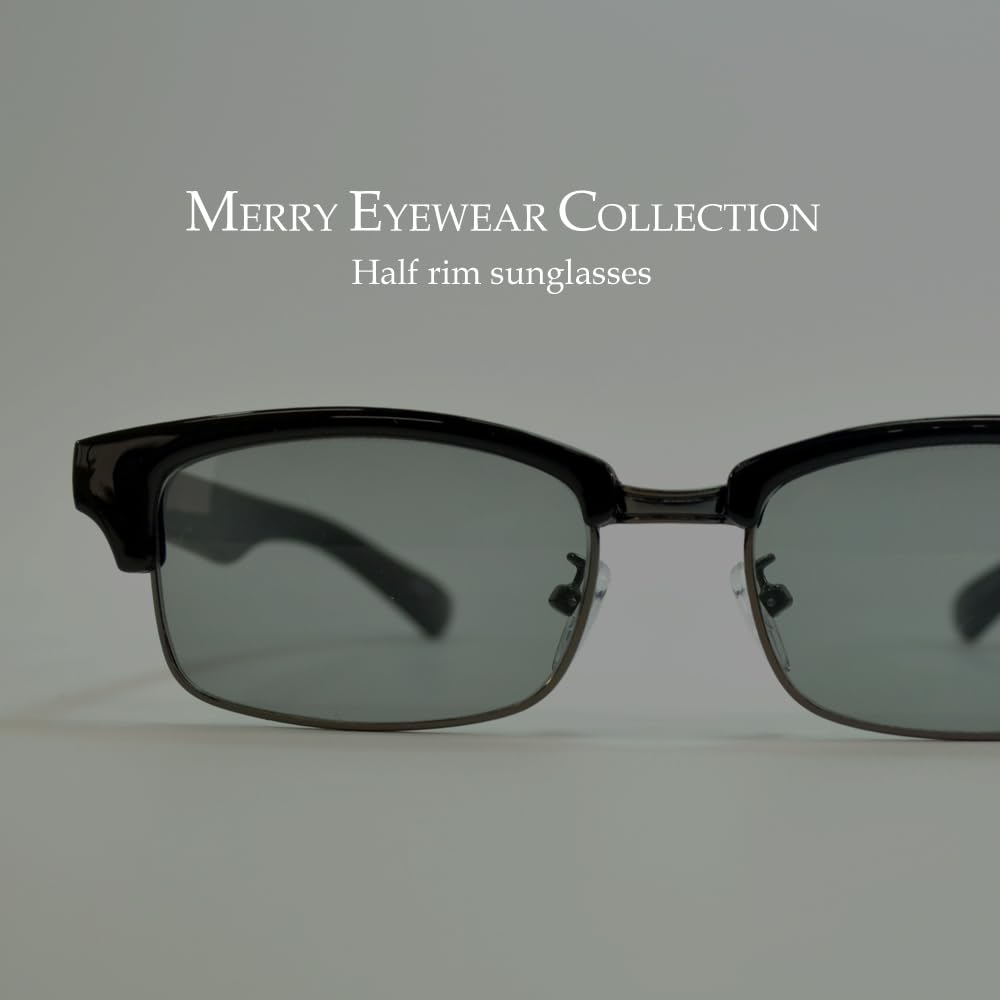 [MERRY PLEASURE] Sunglasses for Men and Women, UV Protection, Fashion Glasses, Browline, Semi-Tinted Lenses