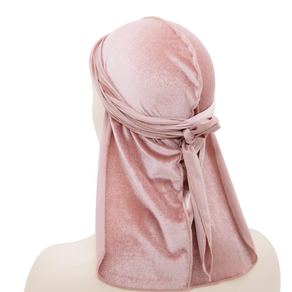 Unisex Dámska Pánska Zamatová Durag s Dlhým Chvostom Čelenka Bandana Elastické Duragy Vlnené Čiapky Pánska Doo Rag Turbánová Čiapka Hip-Hop Pirátska Klobúk white