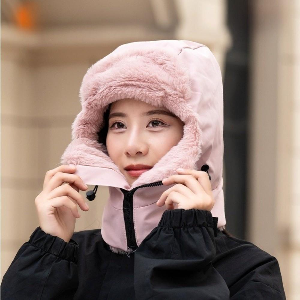 Keep Warm Warm Scarf Face Mask Solid Color Lei Feng Hat 4-in-1 Winter Cycling Hat  Women